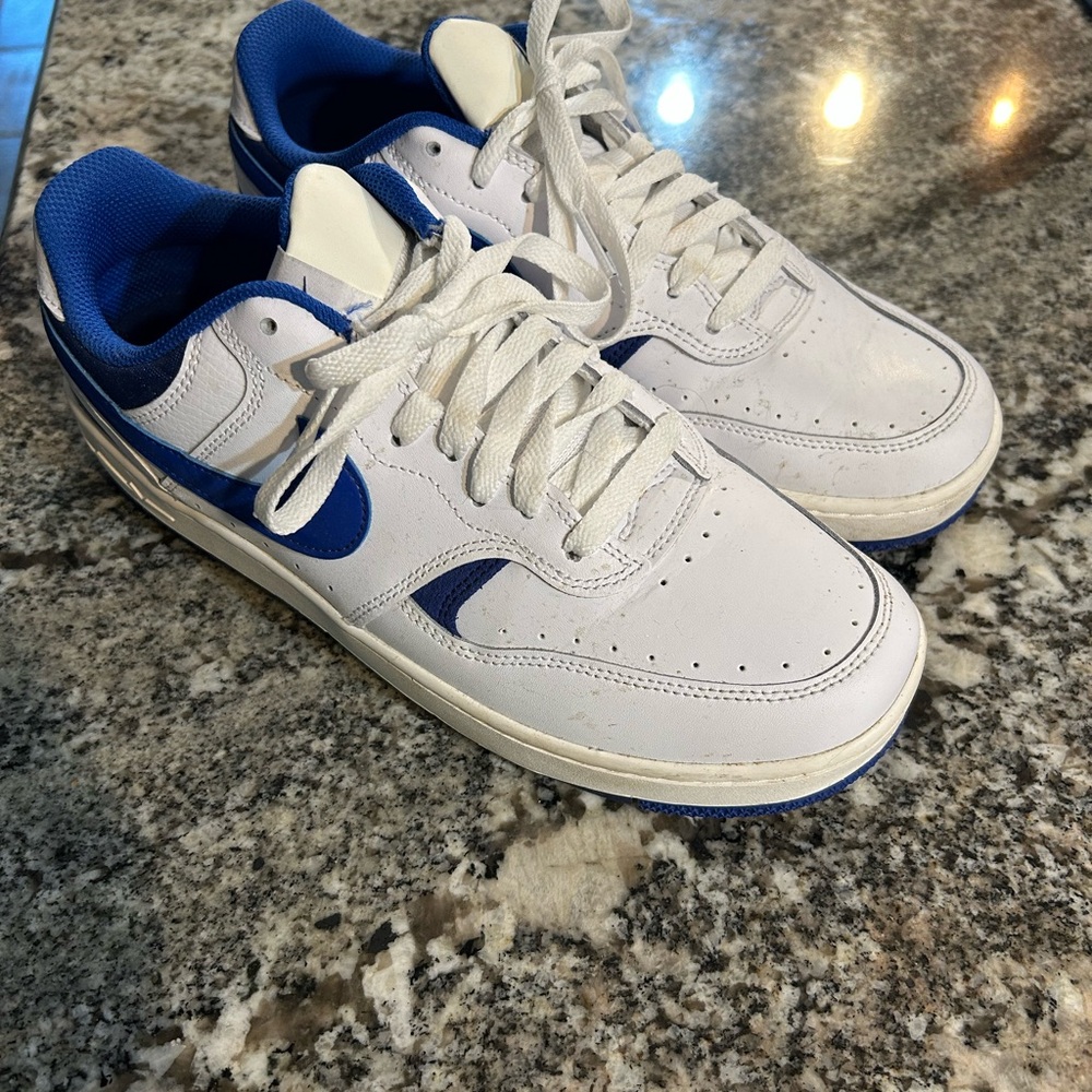 Nike White and Blue Men's Sneakers